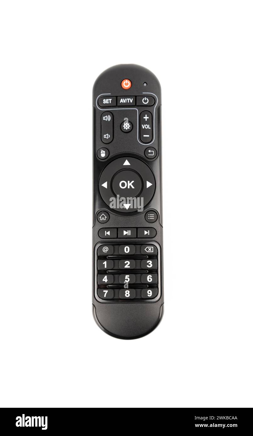 Remote control for the TV. The concept of cable TV. Stock Photo