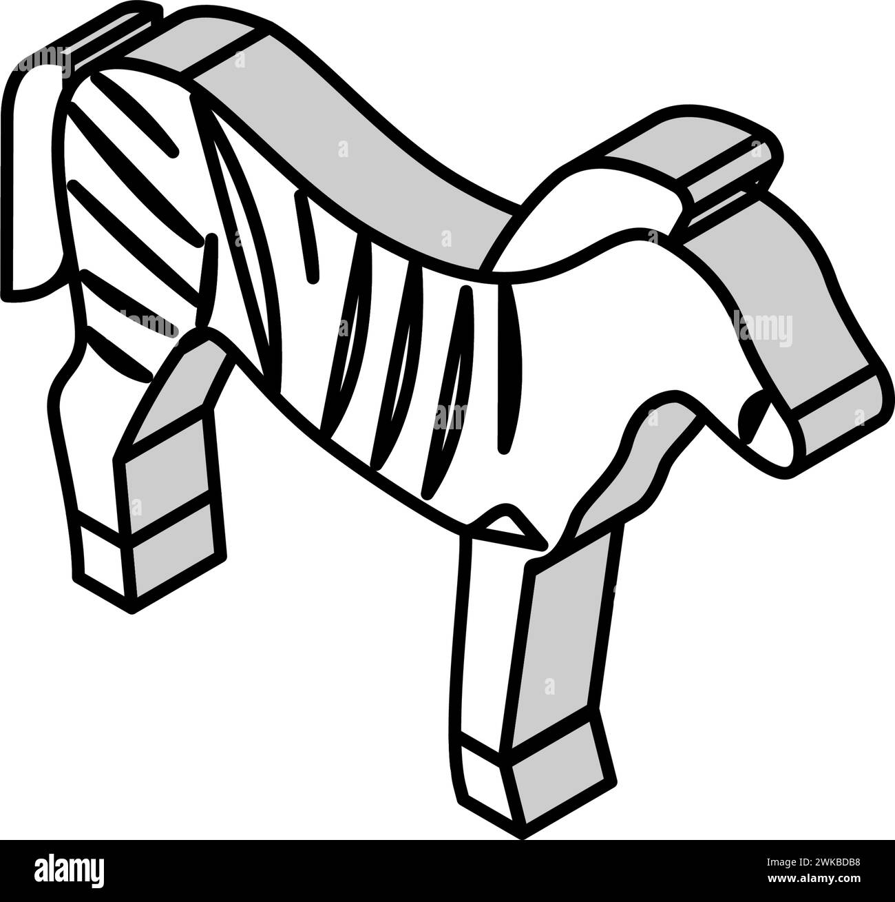 zebra animal in zoo isometric icon vector illustration Stock Vector