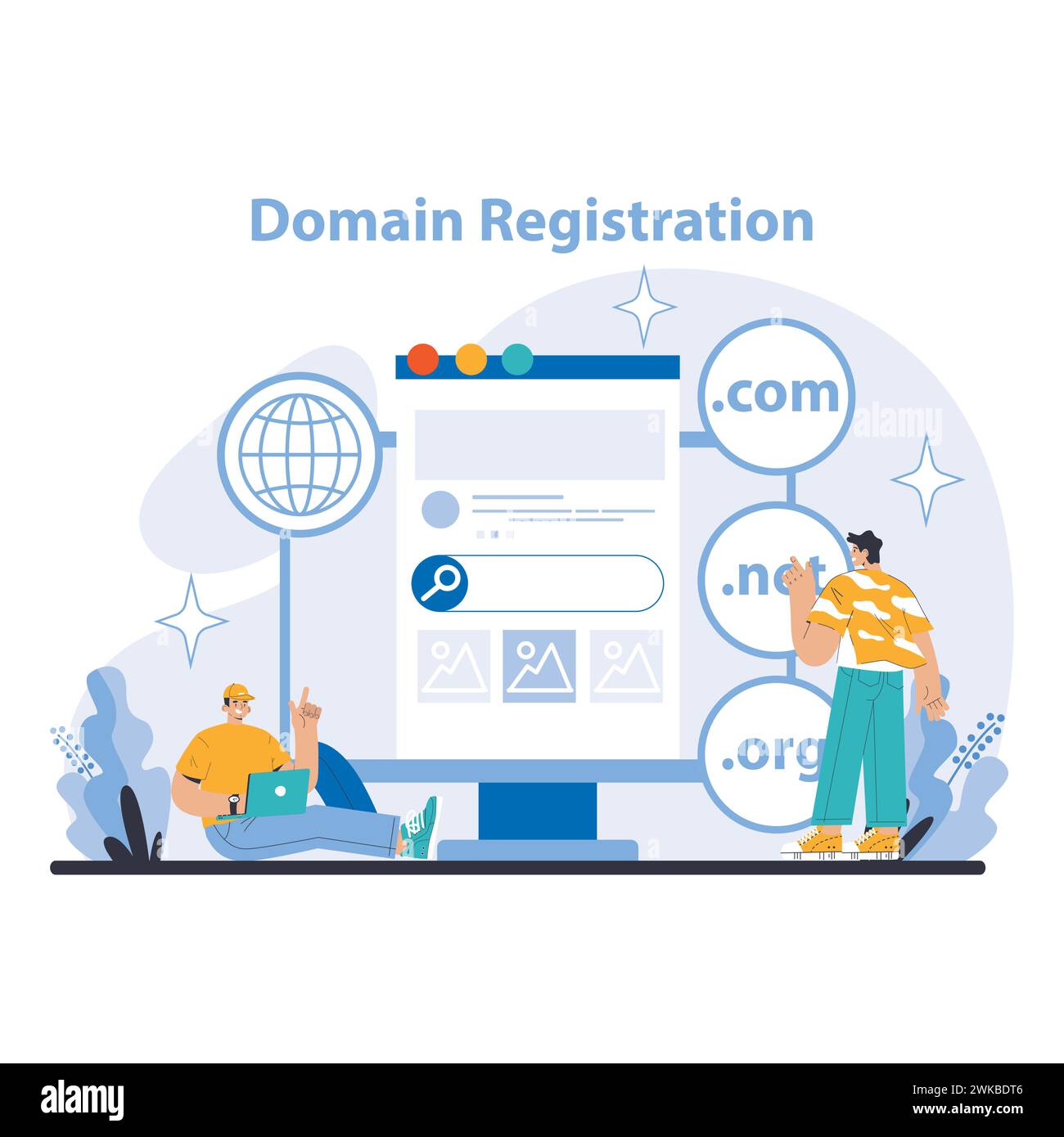 Internet services concept. Domain Registration. Simplifying the process ...