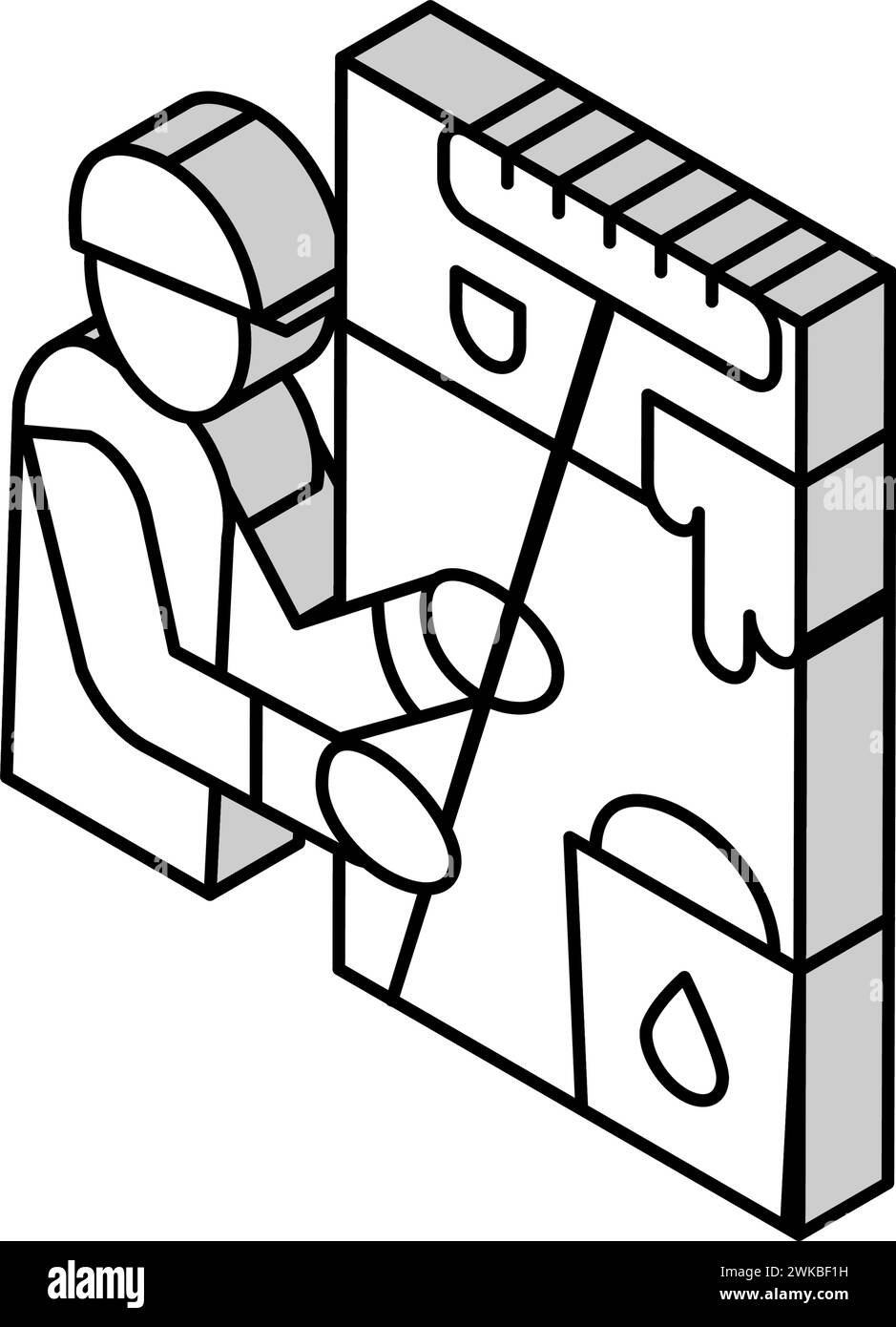 painter painting wall isometric icon vector illustration Stock Vector