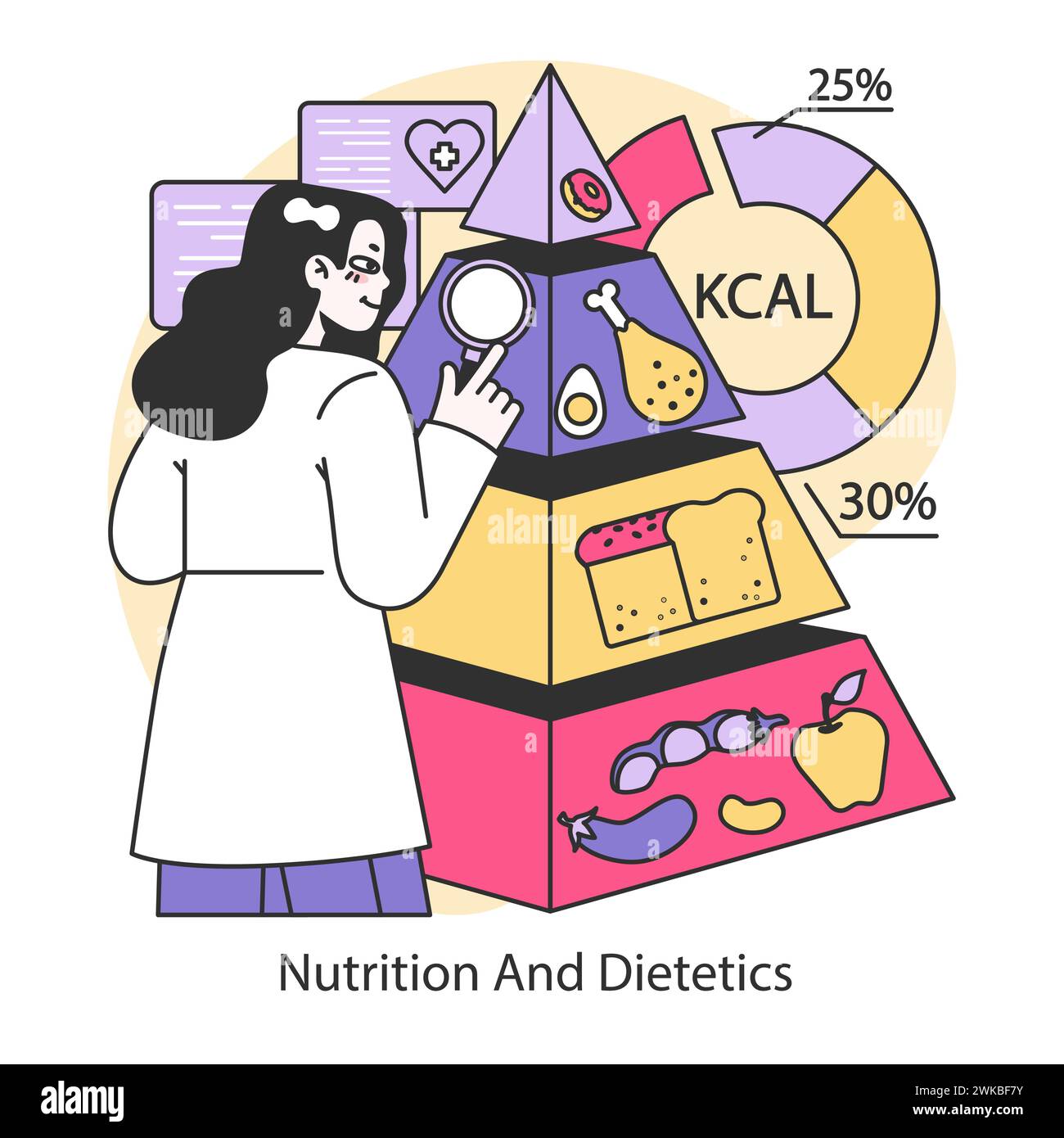 Nutrition and Dietetics concept. Dietitian evaluates balanced food ...