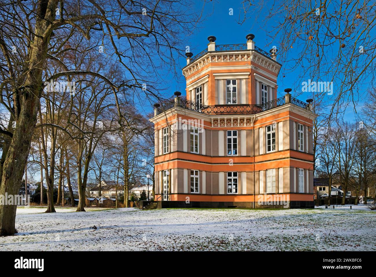 Greiffenhorst House in winter, Germany, North Rhine-Westphalia, Lower Rhine, Krefeld Stock Photo
