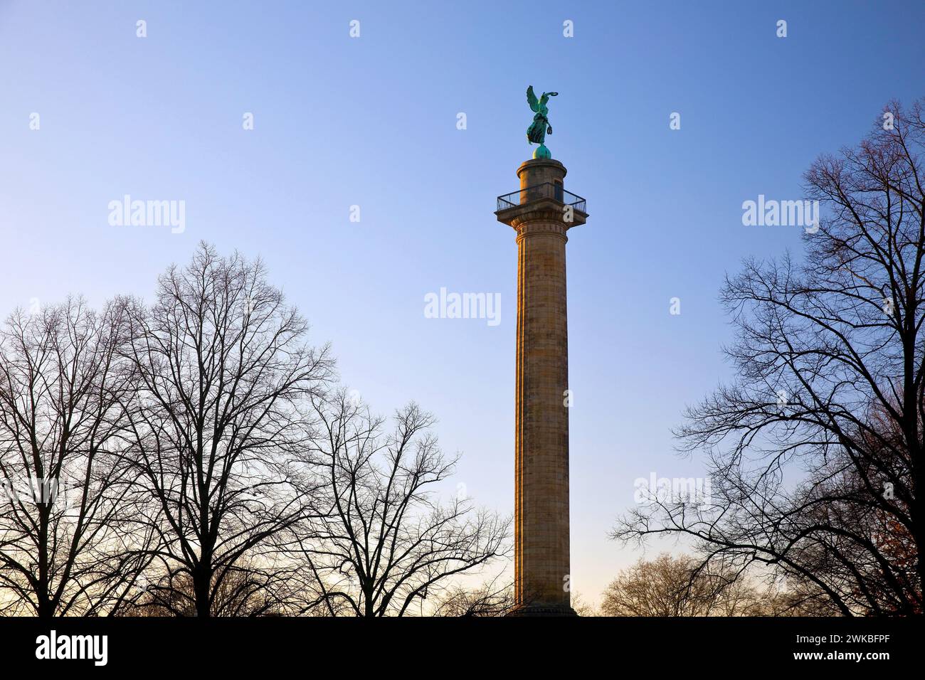 Waterloo column with Victoria, victory column commemorating the Battle of Waterloo at square Waterlooplatz, Germany, Lower Saxony, Hanover Stock Photo