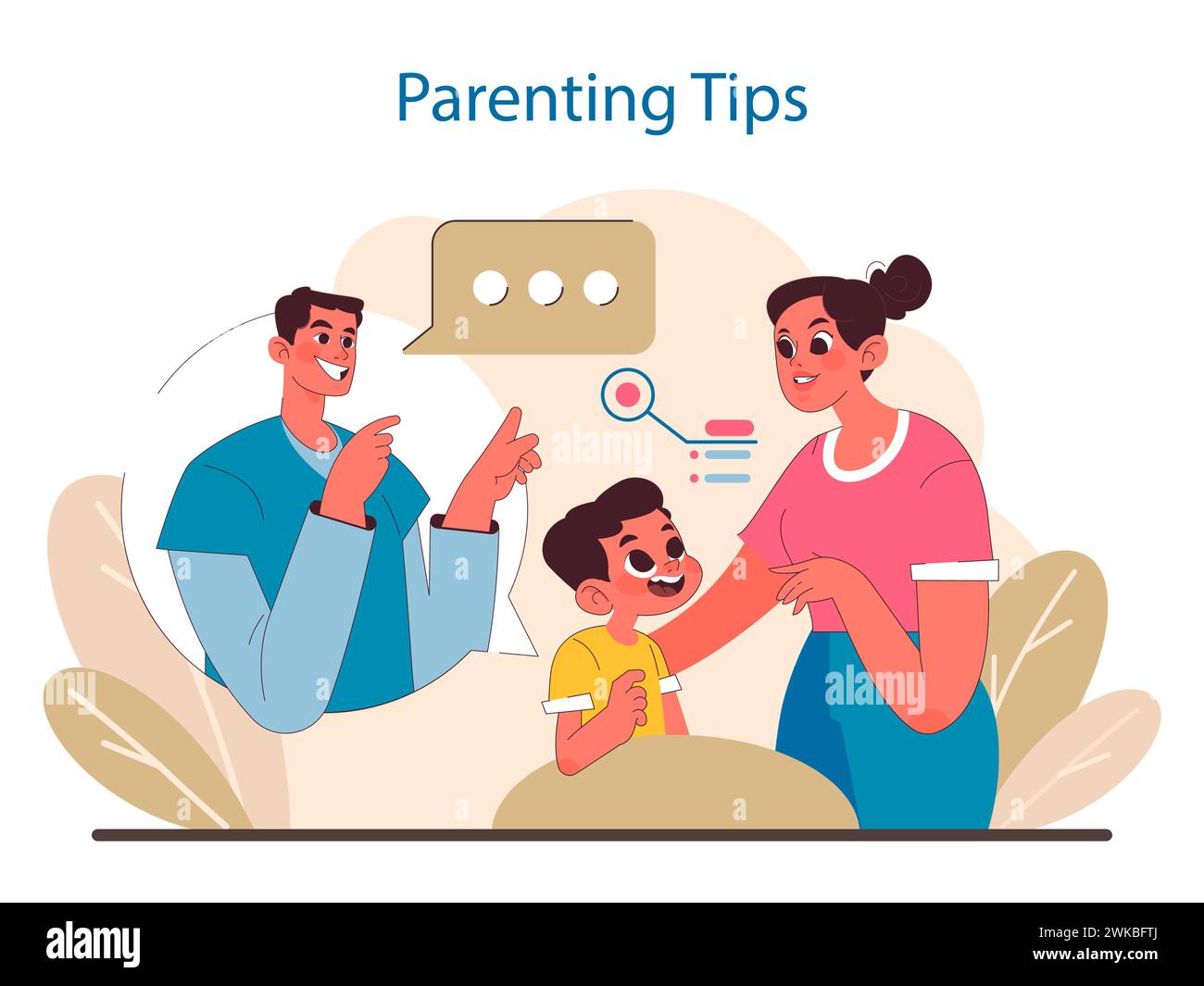 Family Guidance concept. Joyful interactions that shape child behavior