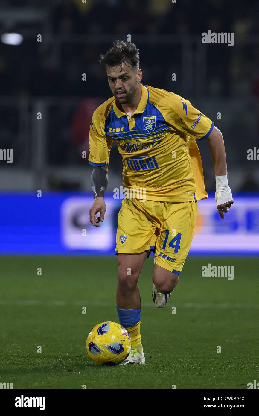 Frosinone, Italy. 18th Feb, 2024. Francesco Gelli of Frosinone Calcio during the 25th day of the Serie A Championship between Frosinone Calcio vs A.S. Roma, 18 February 2024 at the Benito Stirpe Stadium, Frosinone, Italy. Credit: Independent Photo Agency/Alamy Live News Stock Photo