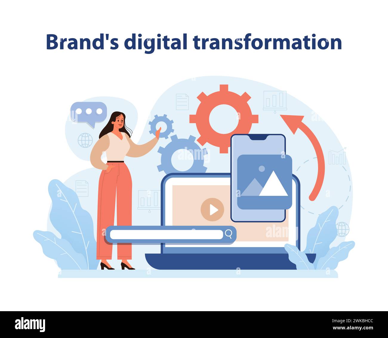 Brand's Digital Transformation. A modern vector illustration that 