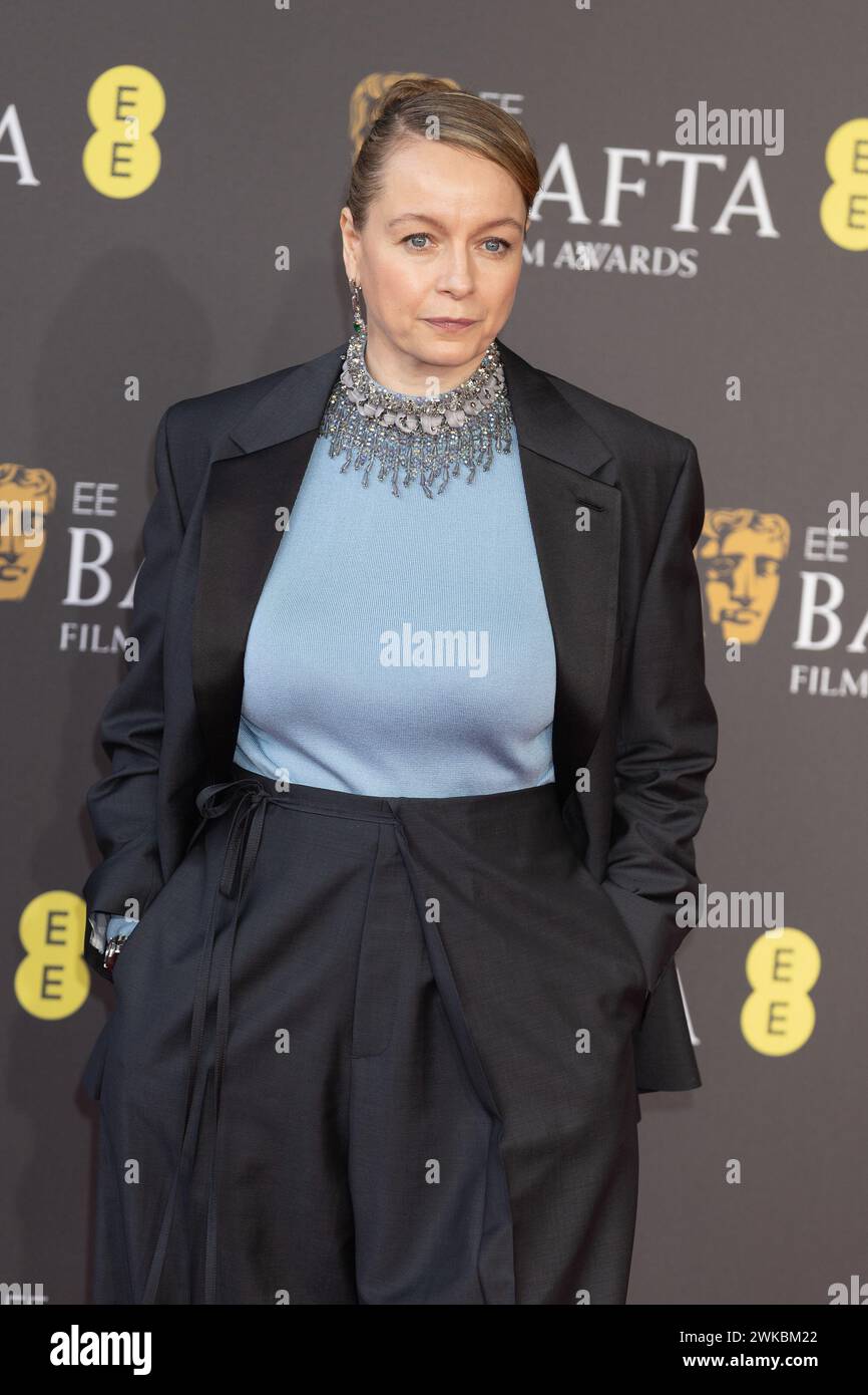 London, UK. February 18th, 2024.  Samantha Morton attends the 77th, EE BAFTA Film Awards, Arrivals, 2024 at the Royal Festival Hall in London, UK. Credit: S.A.M./Alamy Live News Stock Photo