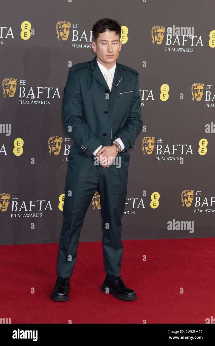 London, UK. February 18th, 2024.  Barry Keoghan attends the 77th, EE BAFTA Film Awards, Arrivals, 2024 at the Royal Festival Hall in London, UK. Credit: S.A.M./Alamy Live News Stock Photo