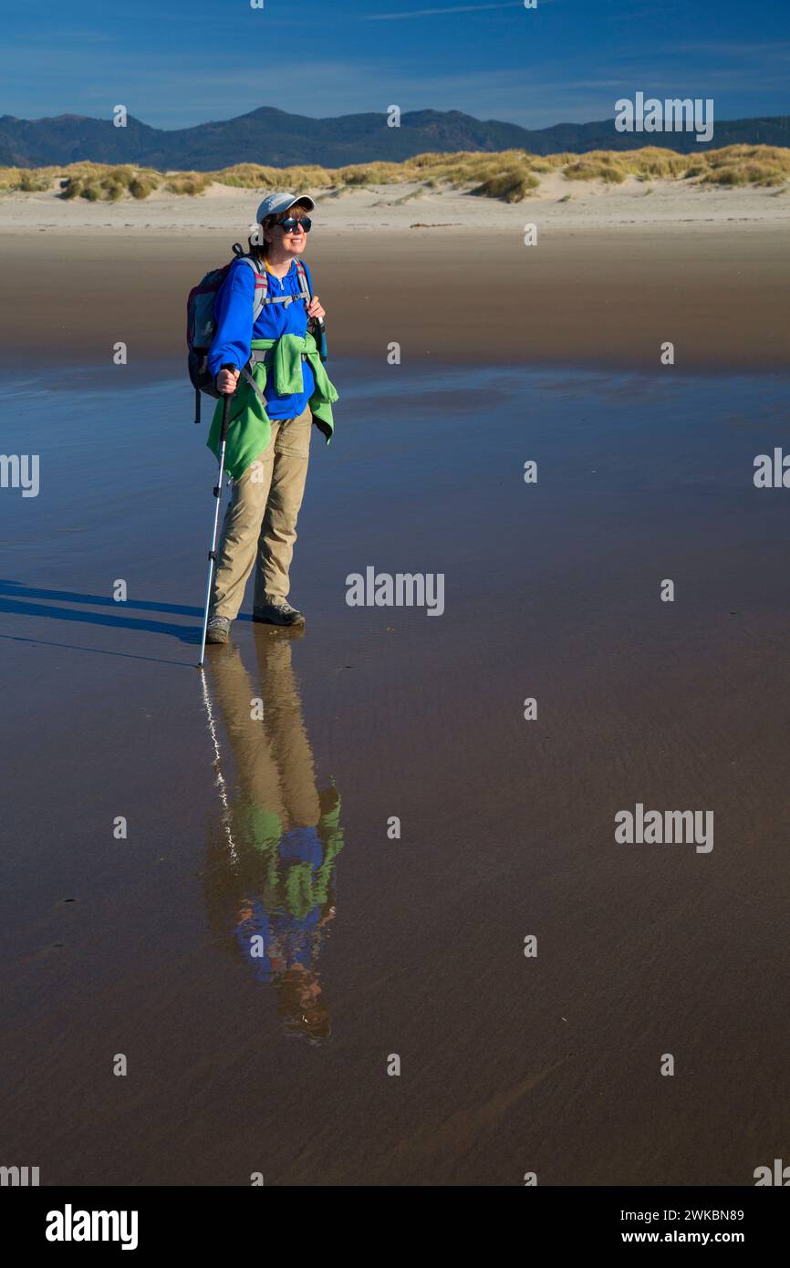 Beach hiker, Bayocean Peninsula, Oregon Stock Photo - Alamy