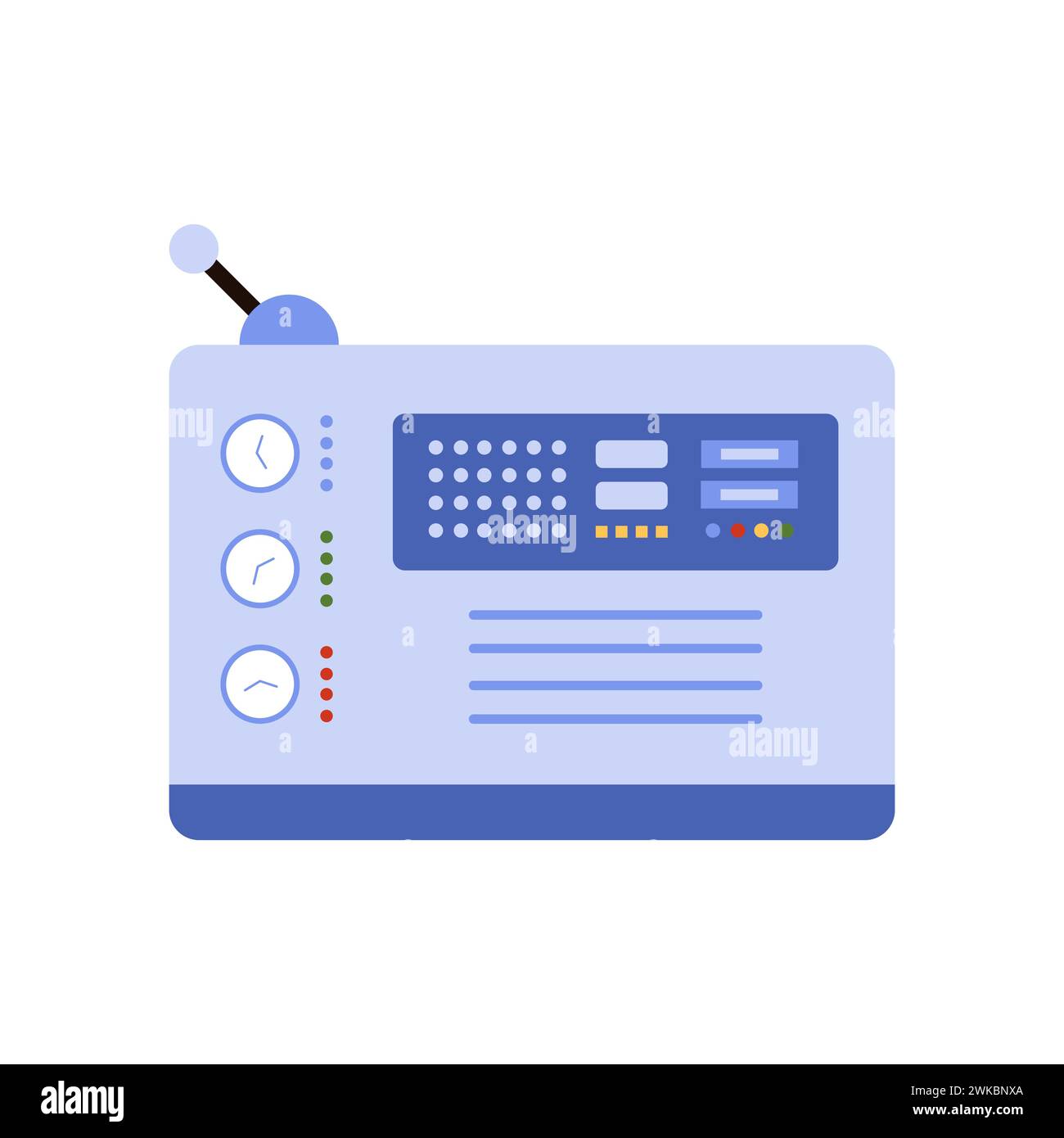 Abstract factory equipment, blue machine with handle and indicator dials vector illustration Stock Vector
