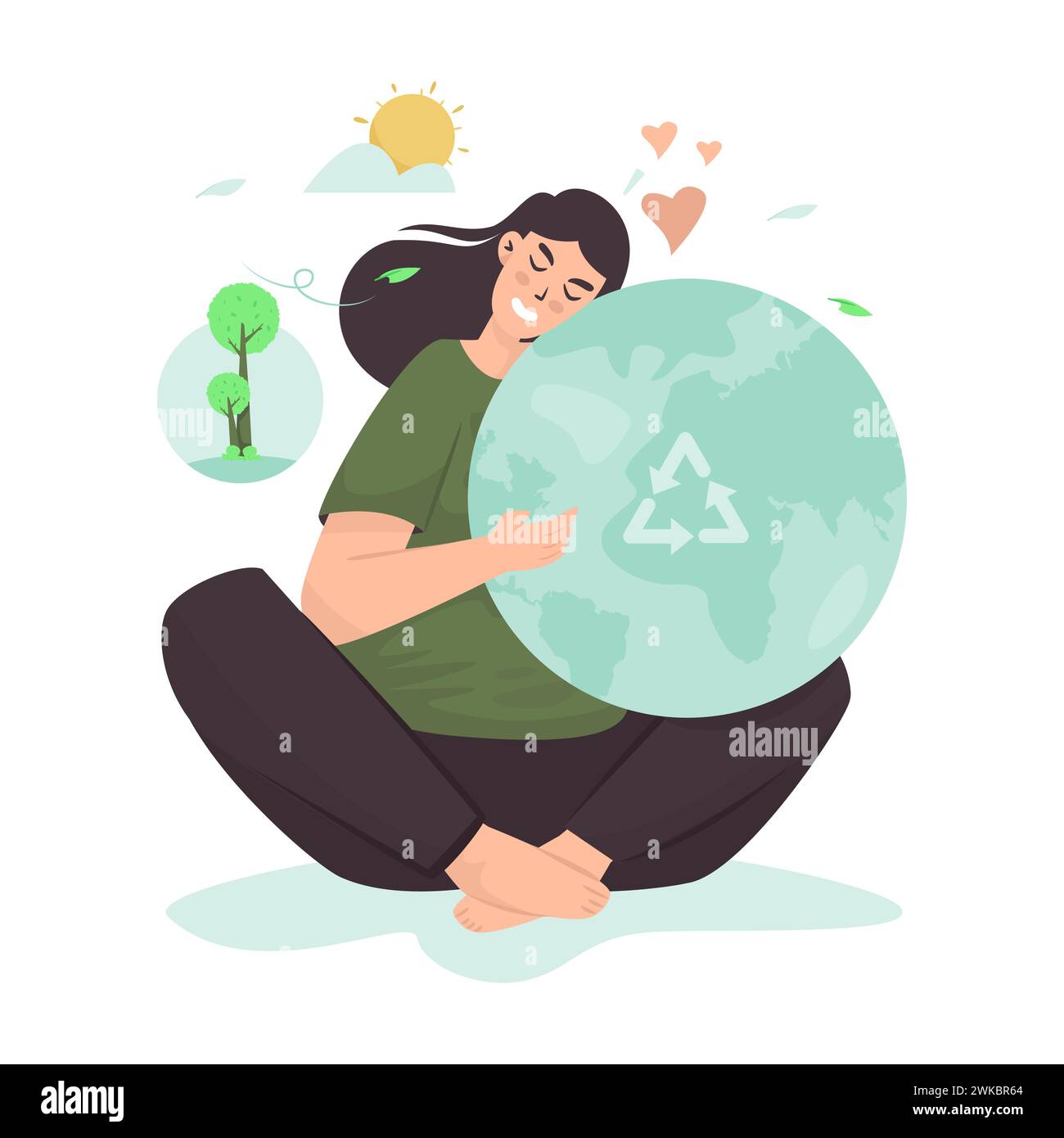 Love the planet earth flat illustration Stock Vector