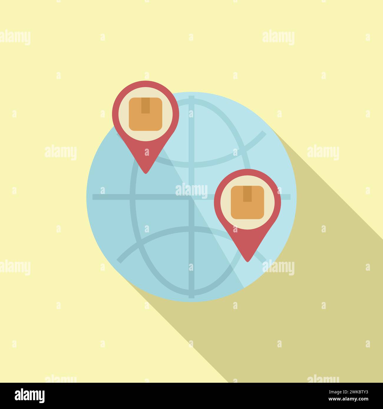 Global parcel location icon flat vector. Transport dispatch. Van