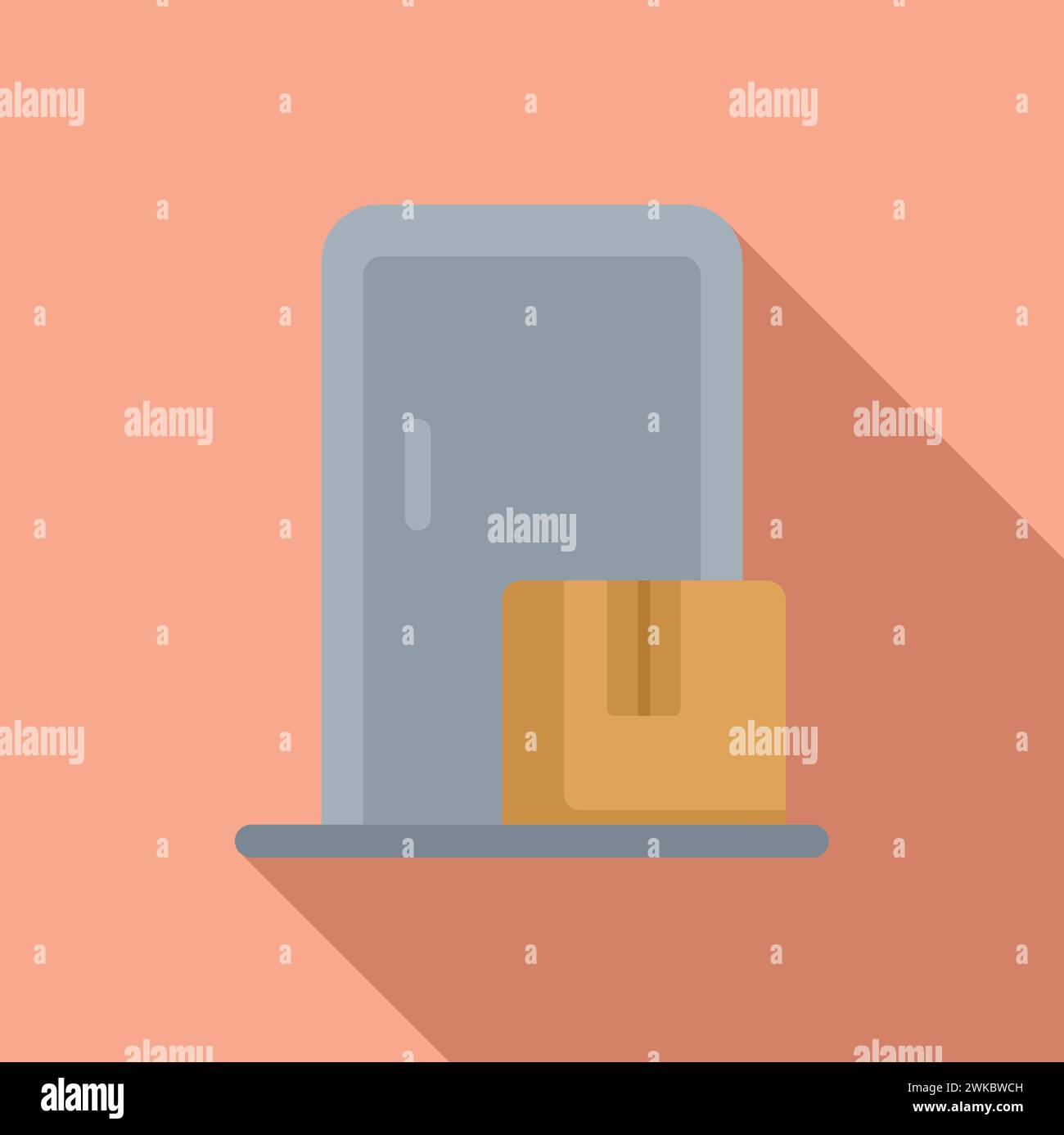 Door delivery parcel icon flat vector. Order service. Import express ...