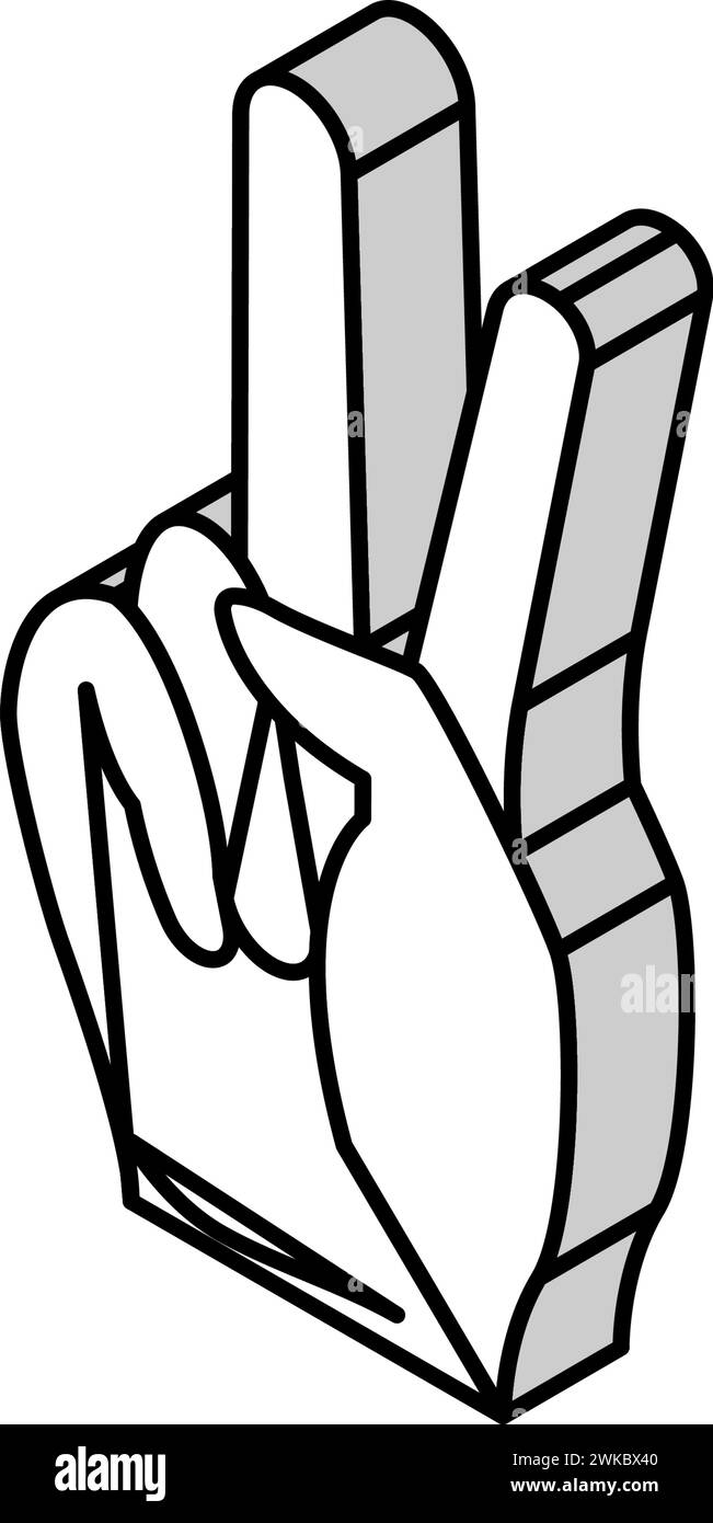 peace hand gesture isometric icon vector illustration Stock Vector ...