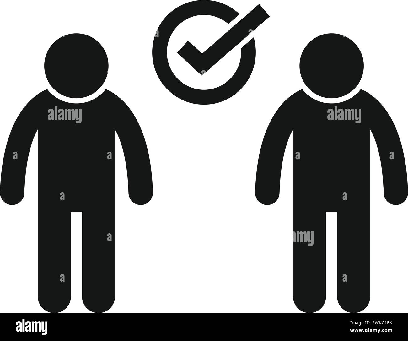 Approved social distance icon simple vector. Shake risk crowd. People ...