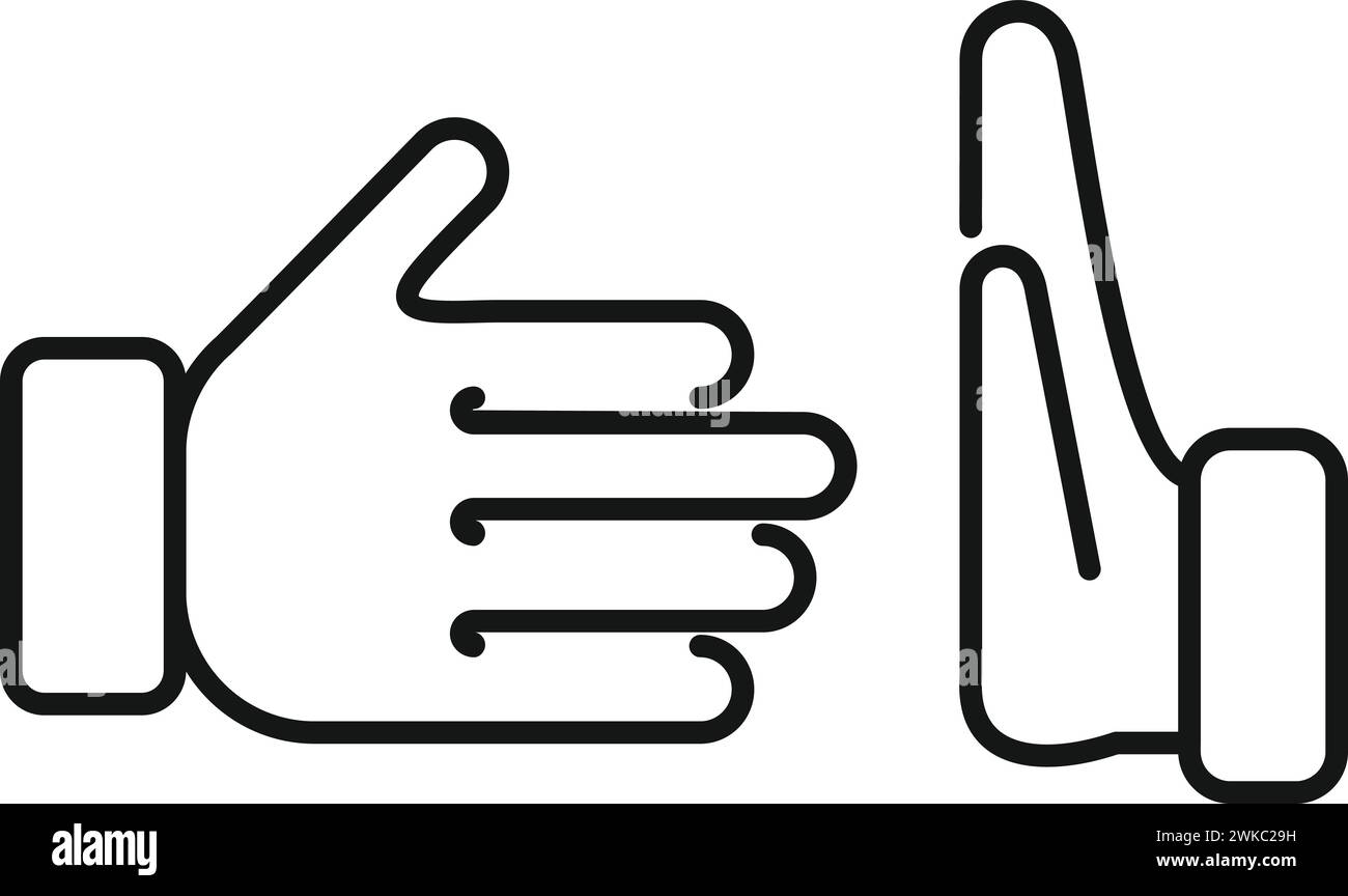 Stop hand shake icon outline vector. Avoid contact. Person social ...