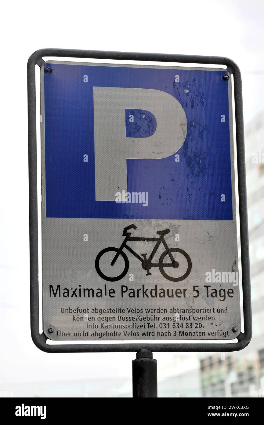 Parking sign, City of Bern, Switzerland Stock Photo