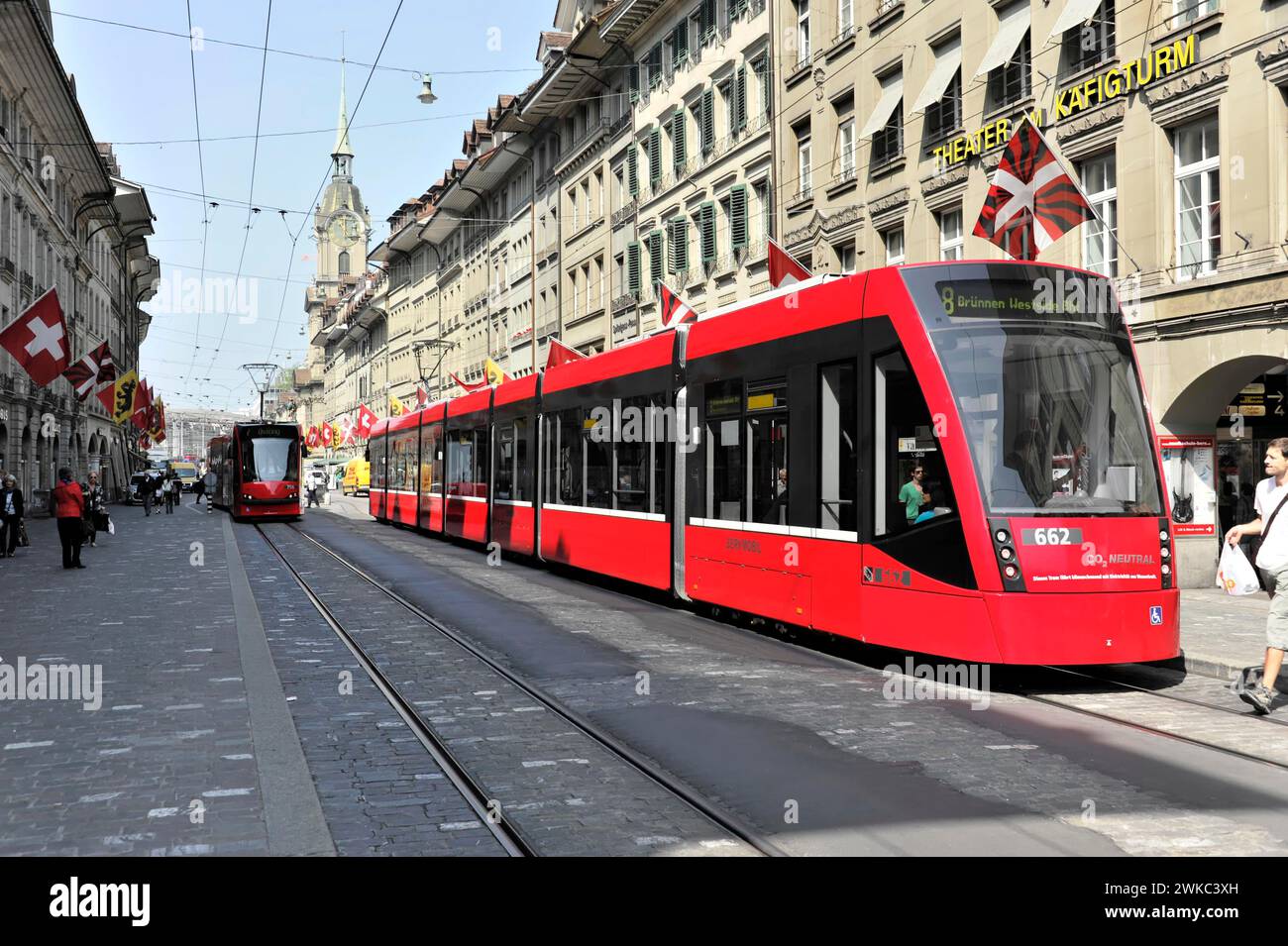 Bern Modern Modern tram in the old town of Bern, Switzerland Stock Photo - Alamy