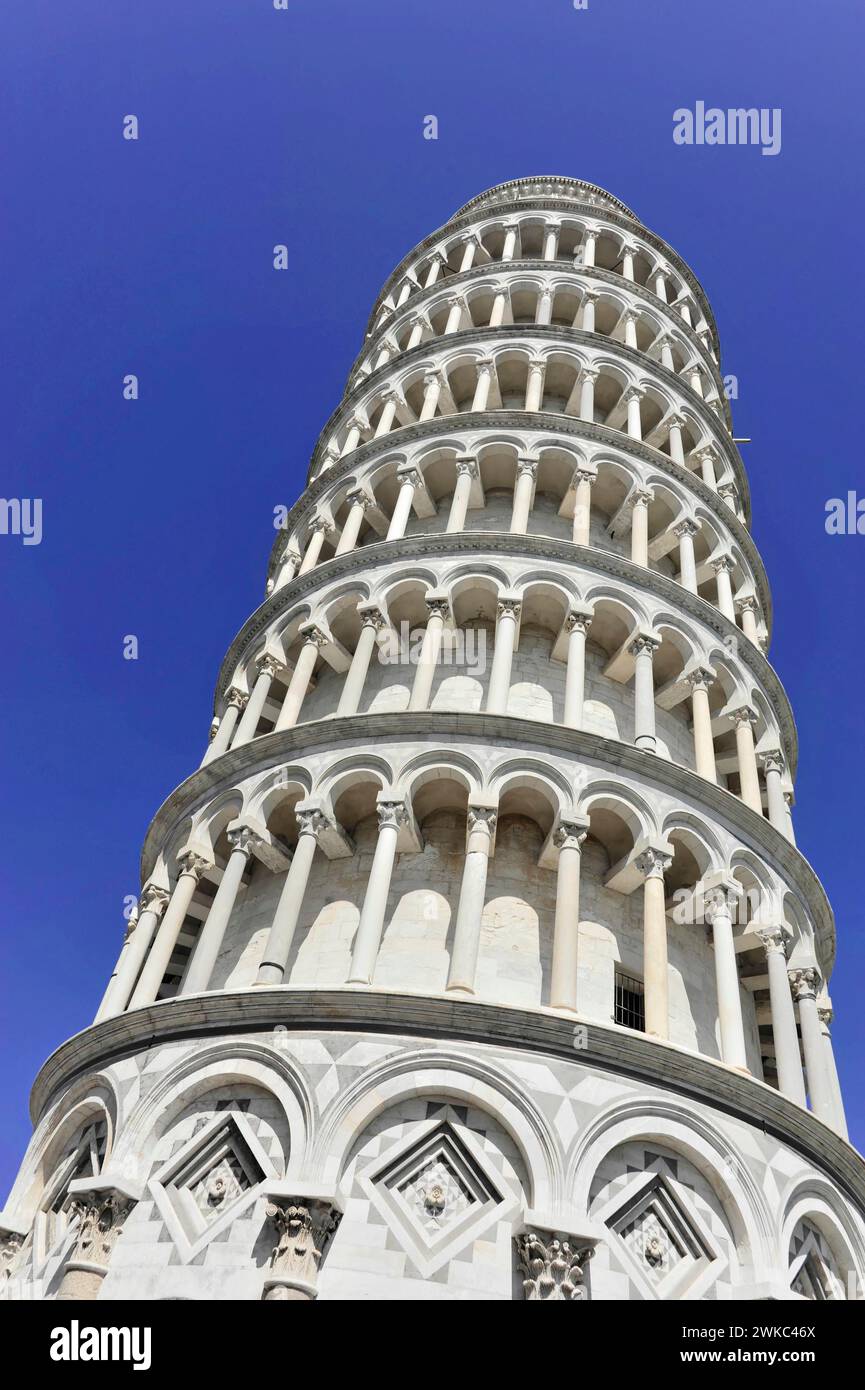 Detail, Leaning Tower of Pisa, Torre Pendente, UNESCO World Heritage Site, Pisa, Tuscany, Italy Stock Photo