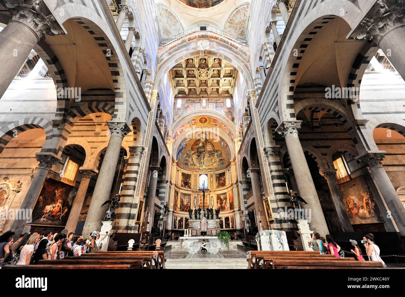 Interior view with altar area, Santa Maria Assunta Cathedral, Pisa, Tuscany, Italy Stock Photo