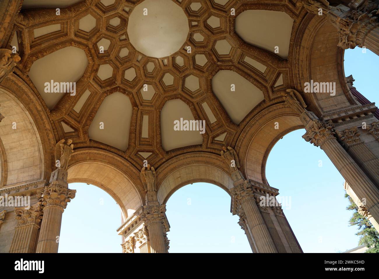 Underside of the rotunda - The Palace of Fine Arts, San Francisco, California Stock Photo