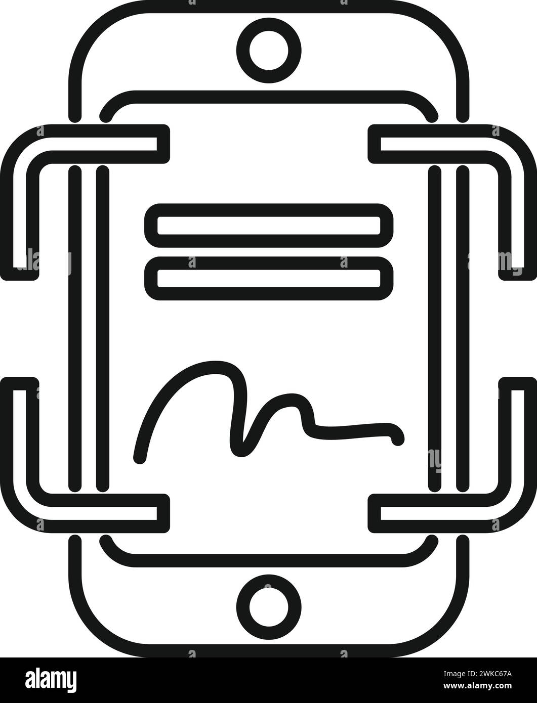 Writing signature icon outline vector. Check data user. Approve system ...