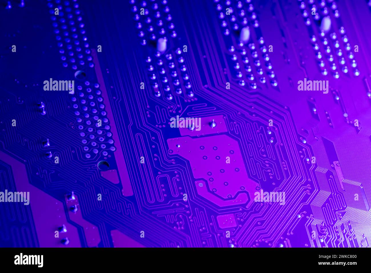 computer mainboard. electronic technology background. toned blue. macro shot. Stock Photo