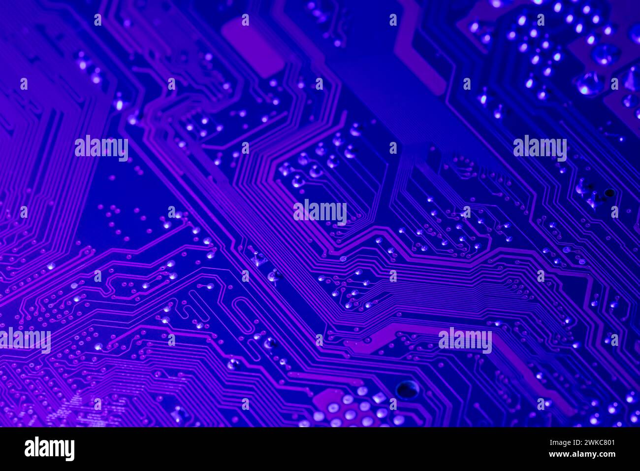 computer mainboard. electronic technology background. toned blue. macro shot. Stock Photo