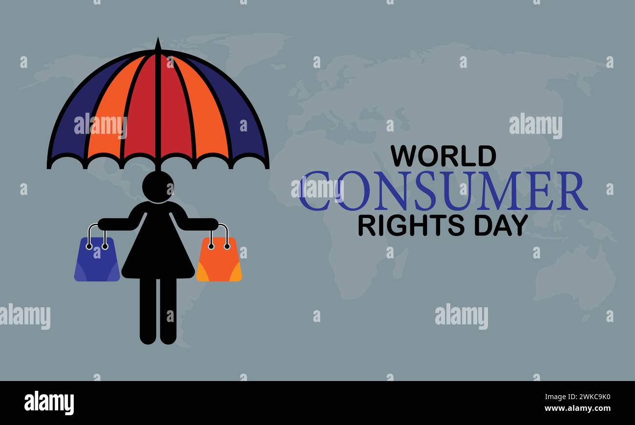World Consumer Rights Day wallpaper with typography. World Consumer Rights Day, background Stock Vector