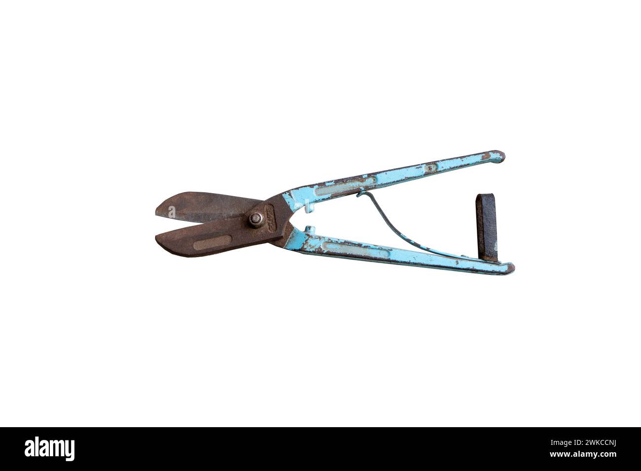 Rusty Key and Tools on White Background Stock Photo