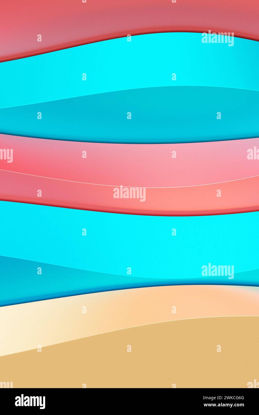 3D rendering, abstract modern multicolored background with wavy lines Stock Photo