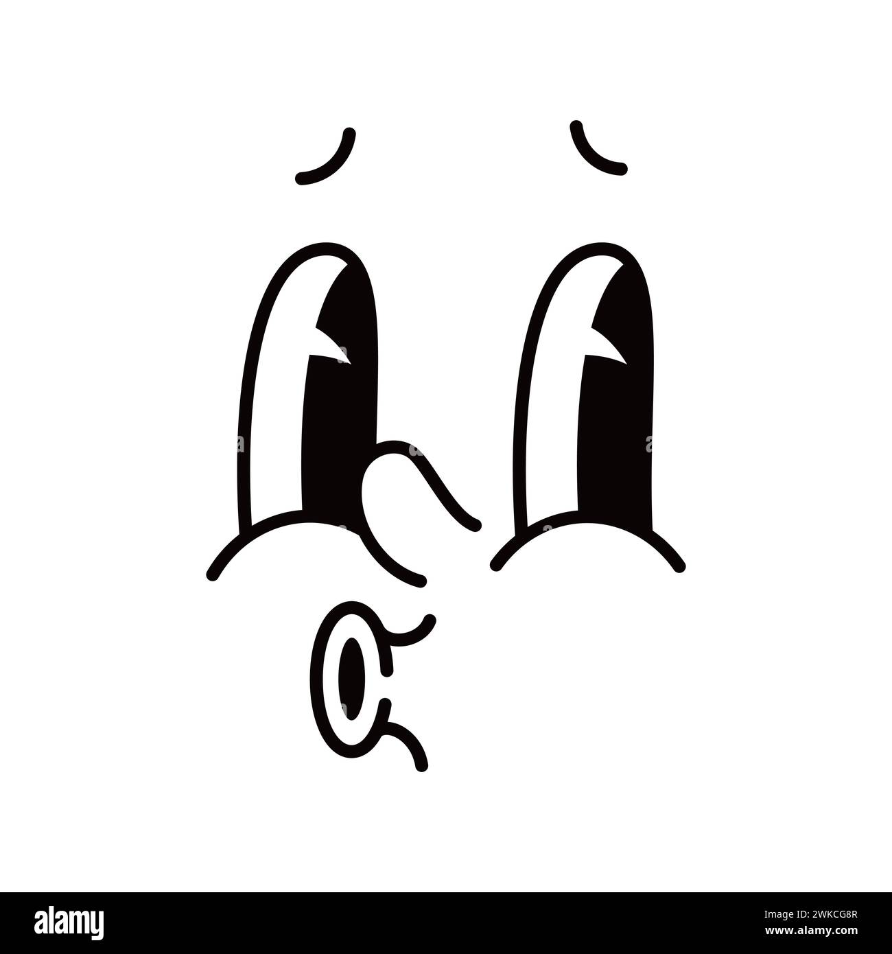 Cartoon funny comic groovy whistle face emotion and retro cute emoji