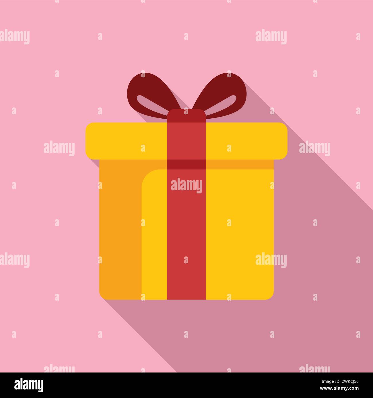 Small gift box icon flat vector. Anniversary party. Ribbon package ...