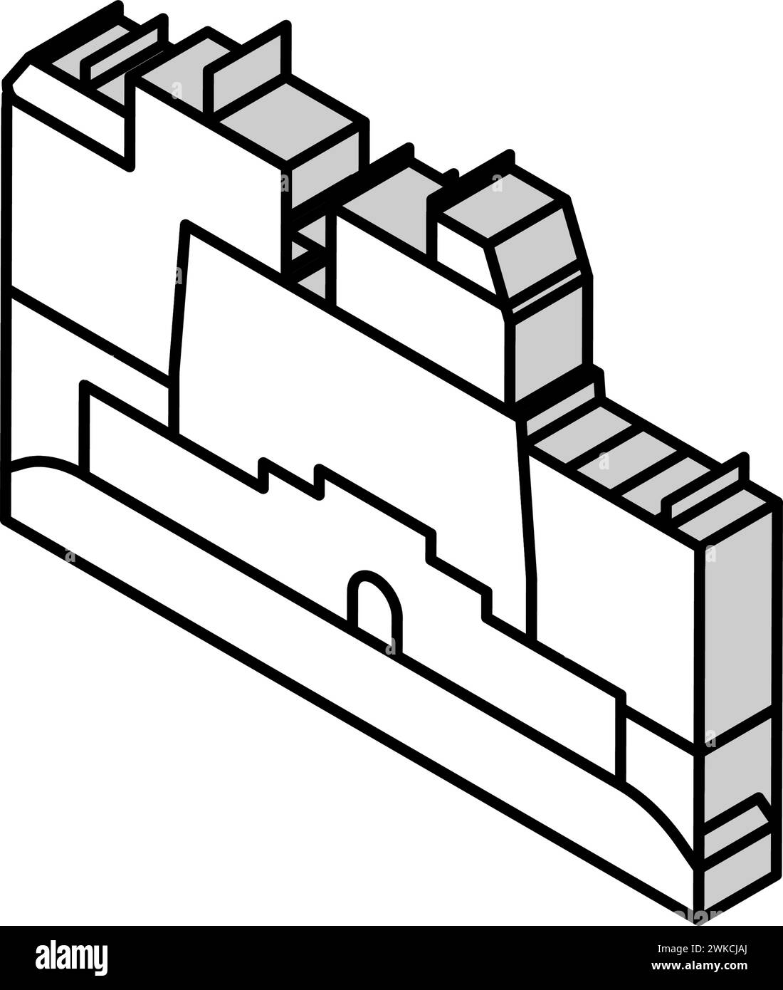 edinburgh castle isometric icon vector illustration Stock Vector