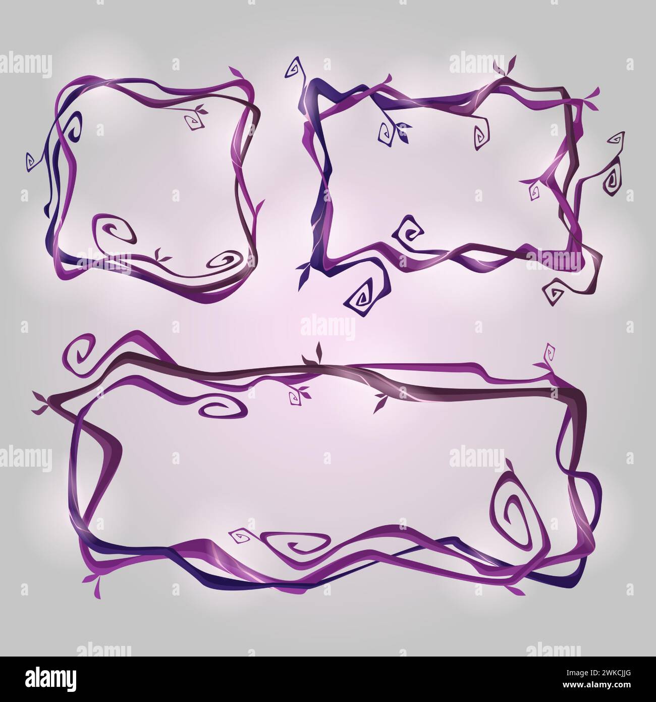 Spooky dry liana vines with glow and twisted branches in form of square