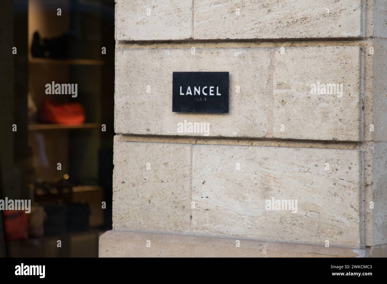 Bordeaux , France -  02 15 2024 : lancel paris logo brand storefront and sign text front boutique facade store fashion brand clothes shop Stock Photo