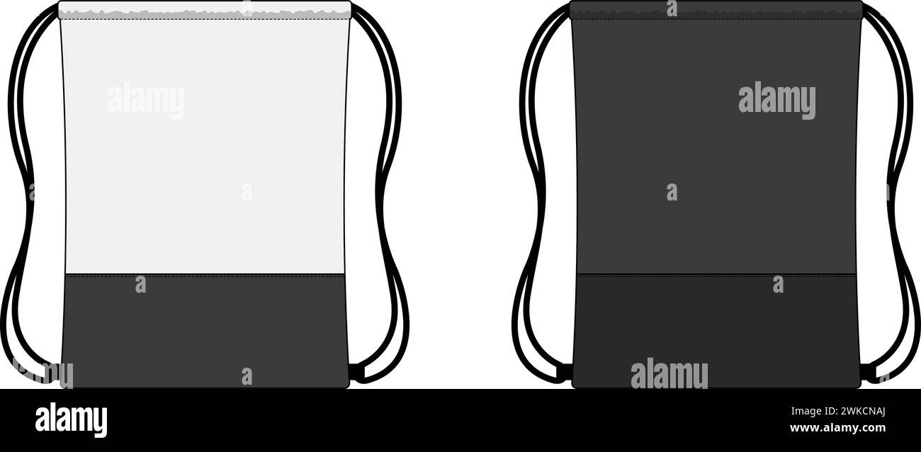 Drawstring bag backpack vector template illustration set Stock Vector