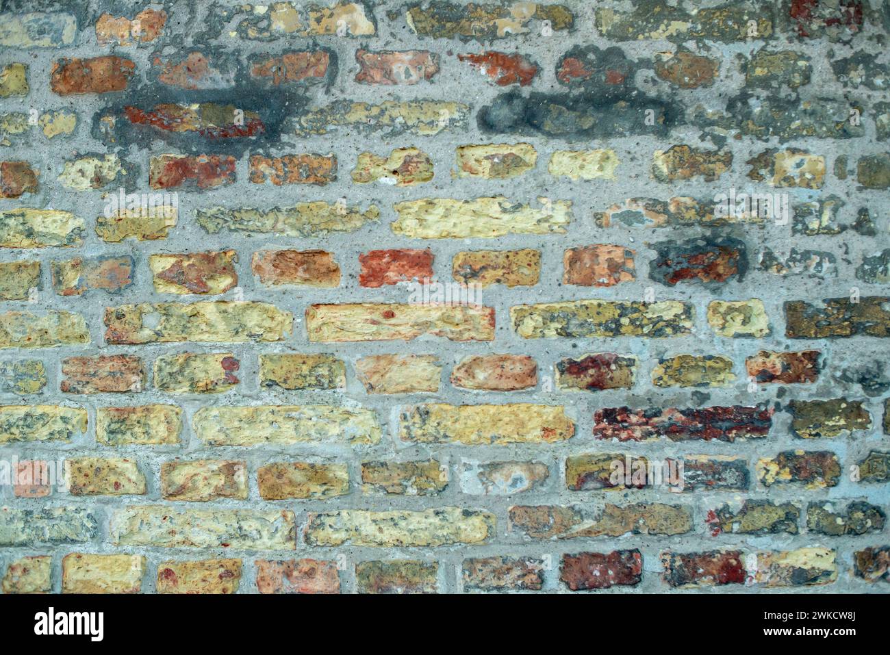 A pastel painted old brick wall. Stock Photo