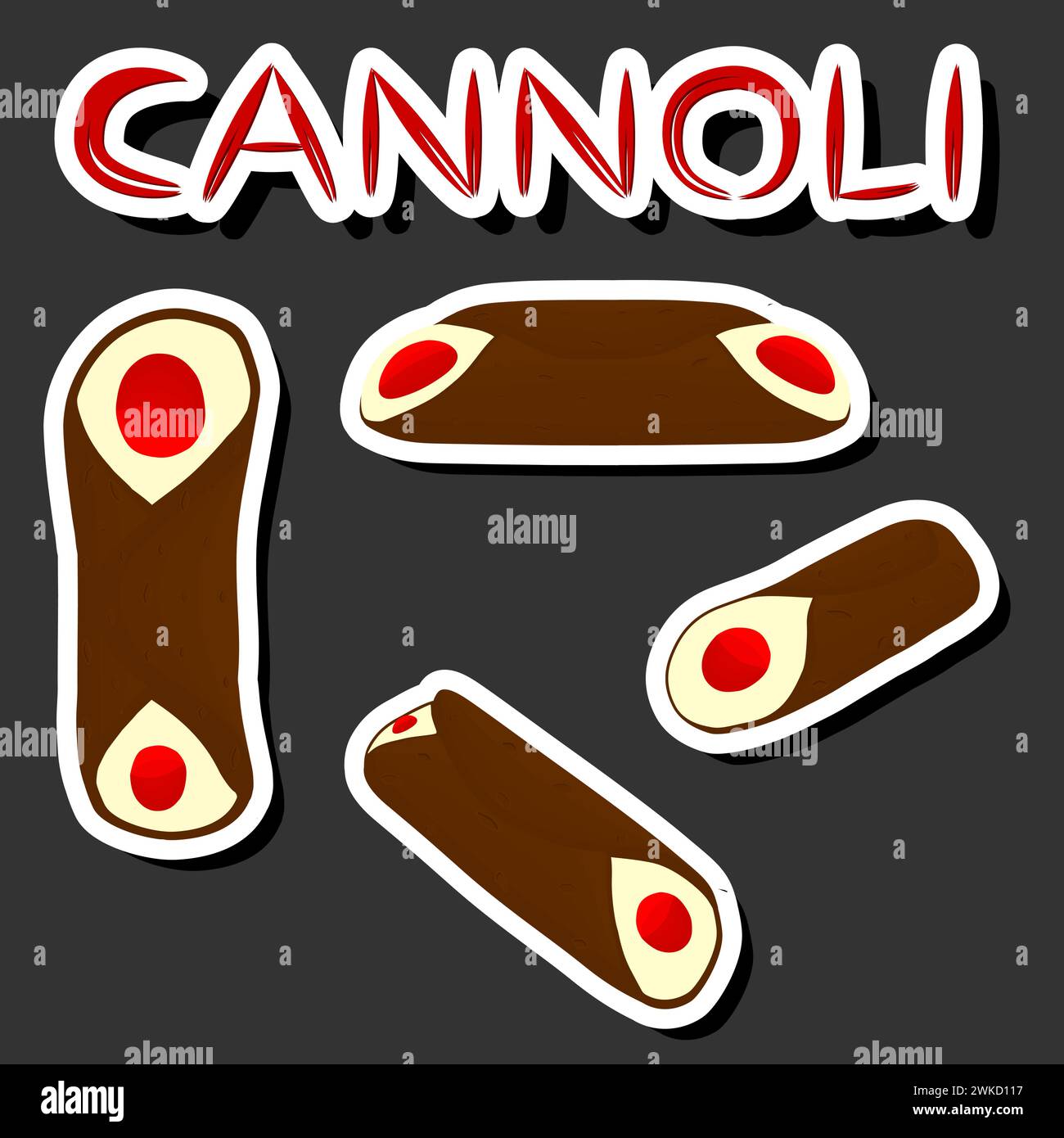 Illustration on theme big set different types sweet waffles Sicilian