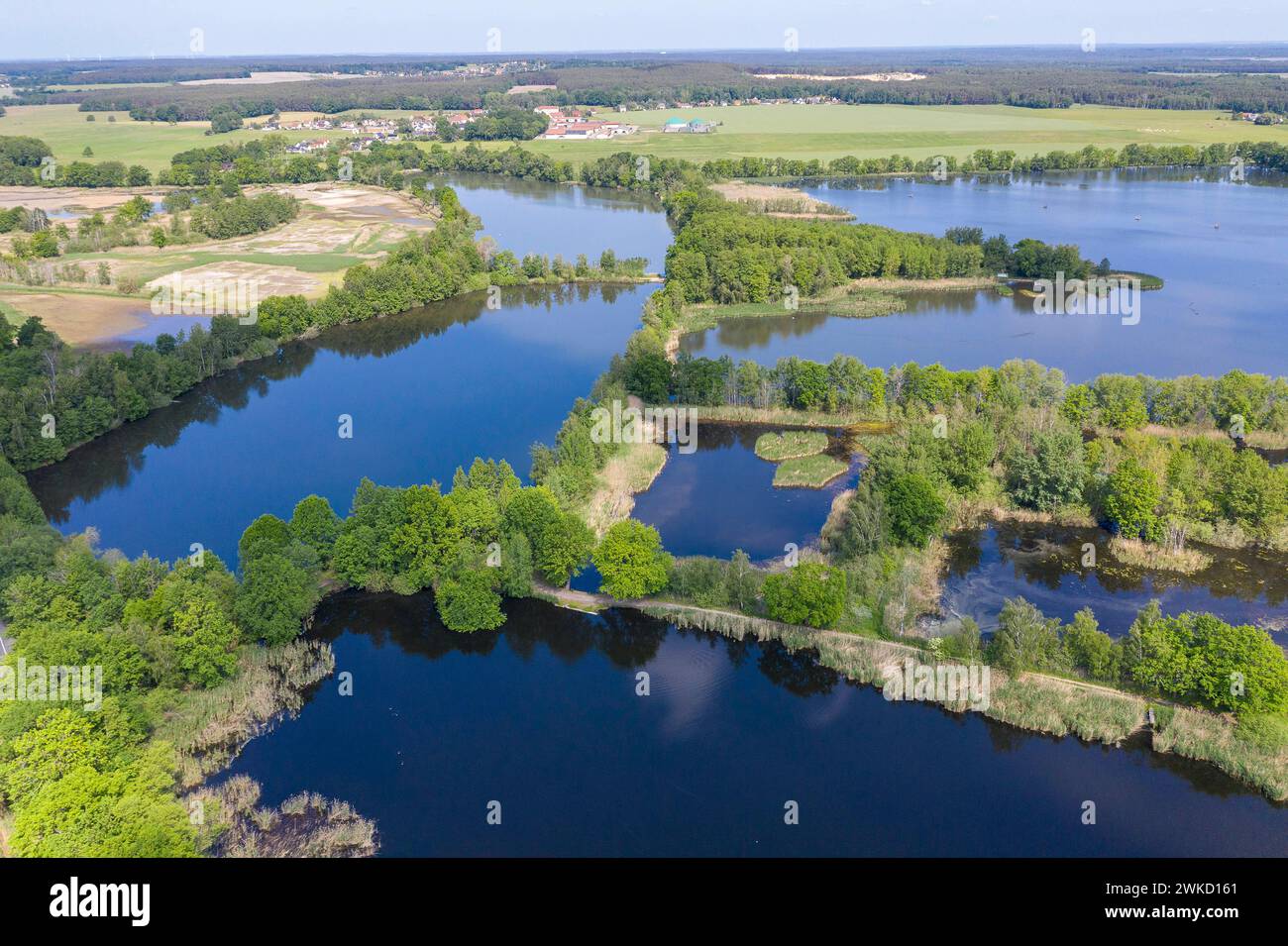 Luftbild der Döbraer Teiche mit Döbraer Neuteich, Kleiner und Großer