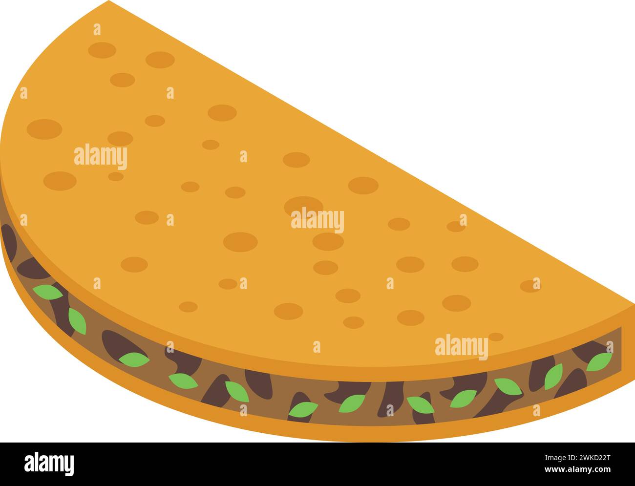 Breakfast quesadilla icon isometric vector. Meat menu. Corn breakfast Stock Vector