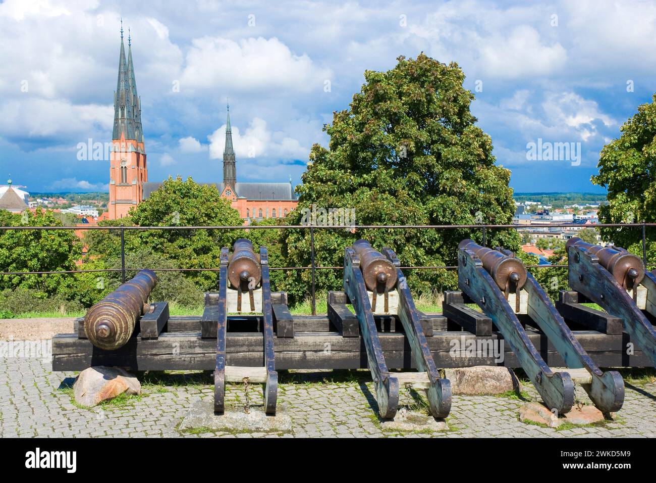 View of the Uppsala Cathedral from Uppsala Castle, Uppsala, Sweden Stock Photo