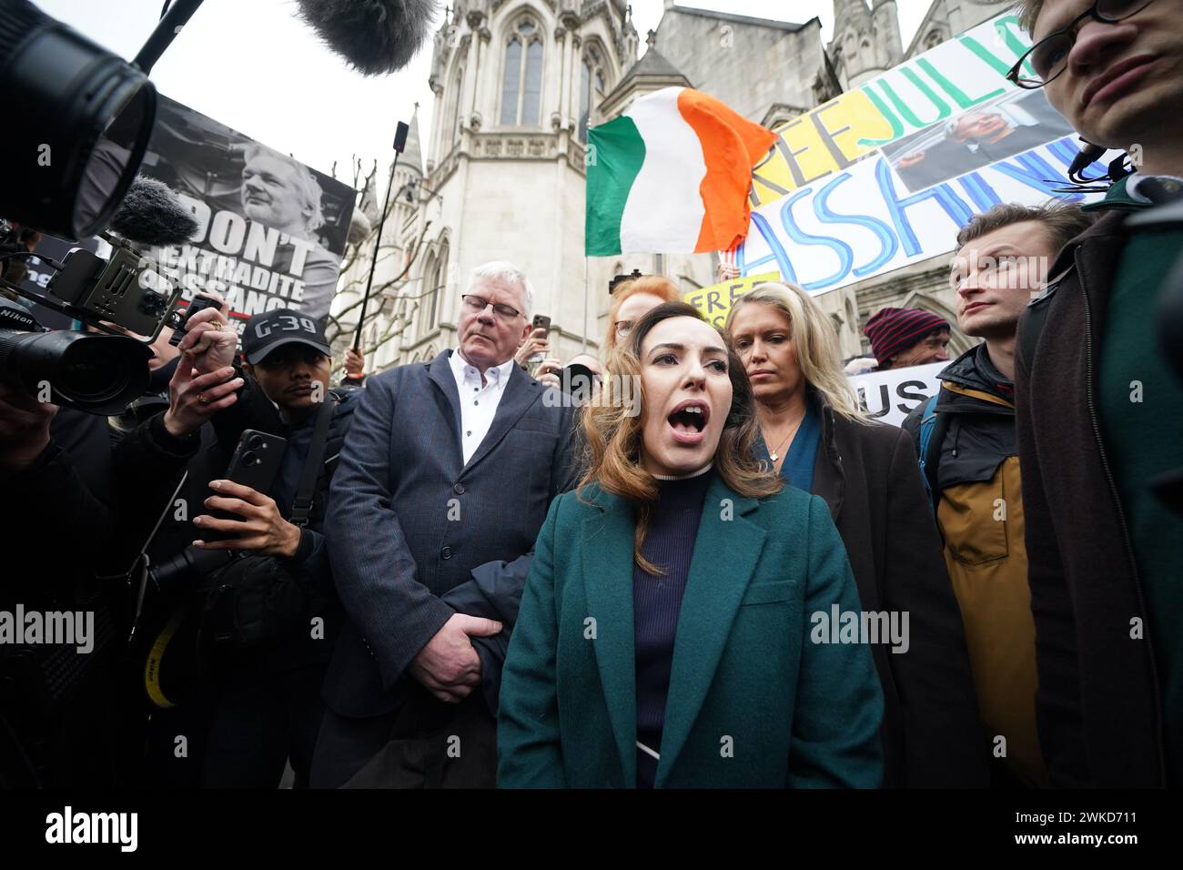 Stella Assange, the wife of Julian Assange, arrives at the Royal Courts of Justice in London, ahead of a two-day hearing in the extradition case of WikiLeaks founder Julian Assange. Picture date: Tuesday February 20, 2024. Stock Photo