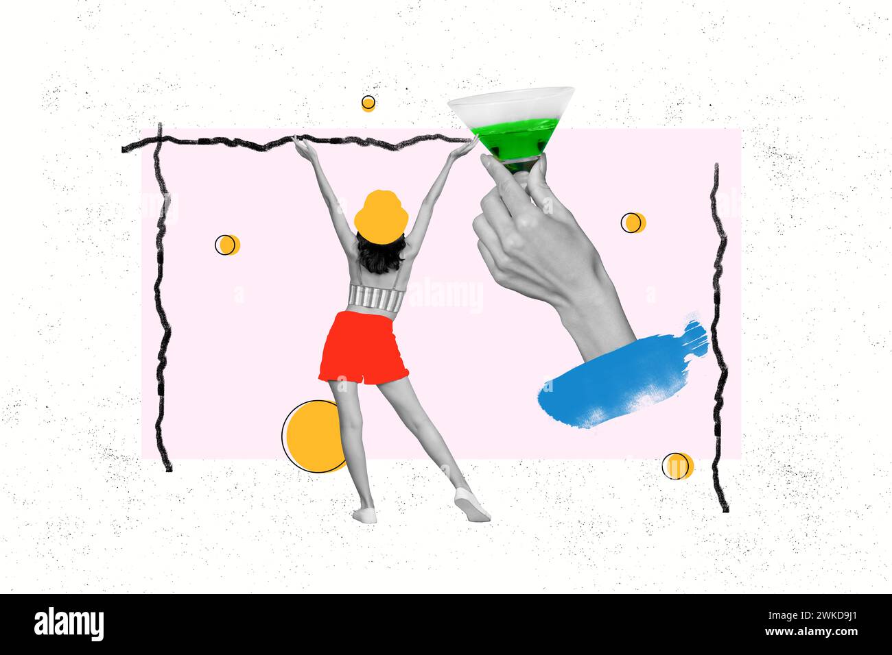 Collage creative picture illustration black white filter happy joyful