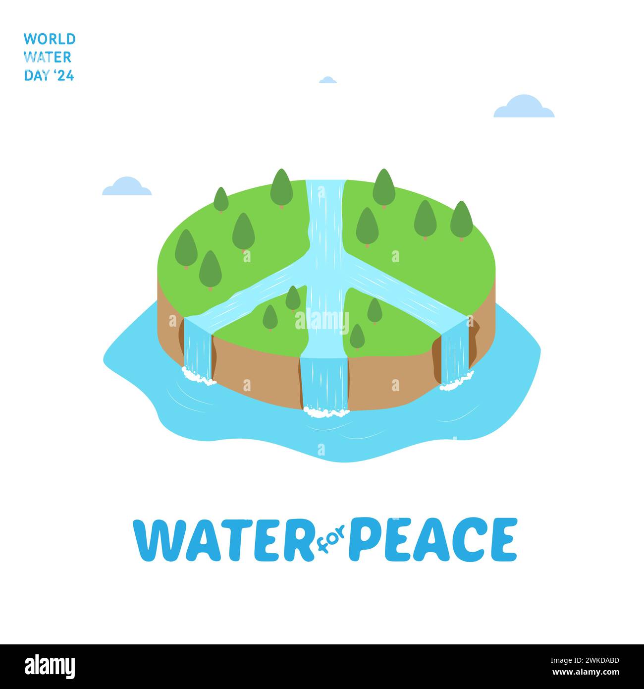 Design for world water day with water for peace theme 2024 Stock Vector