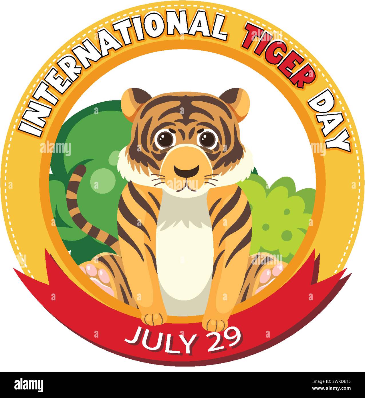 Cute tiger illustration for wildlife awareness event Stock Vector