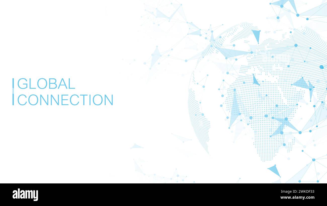 Global network connection banner design template. Header social network ...