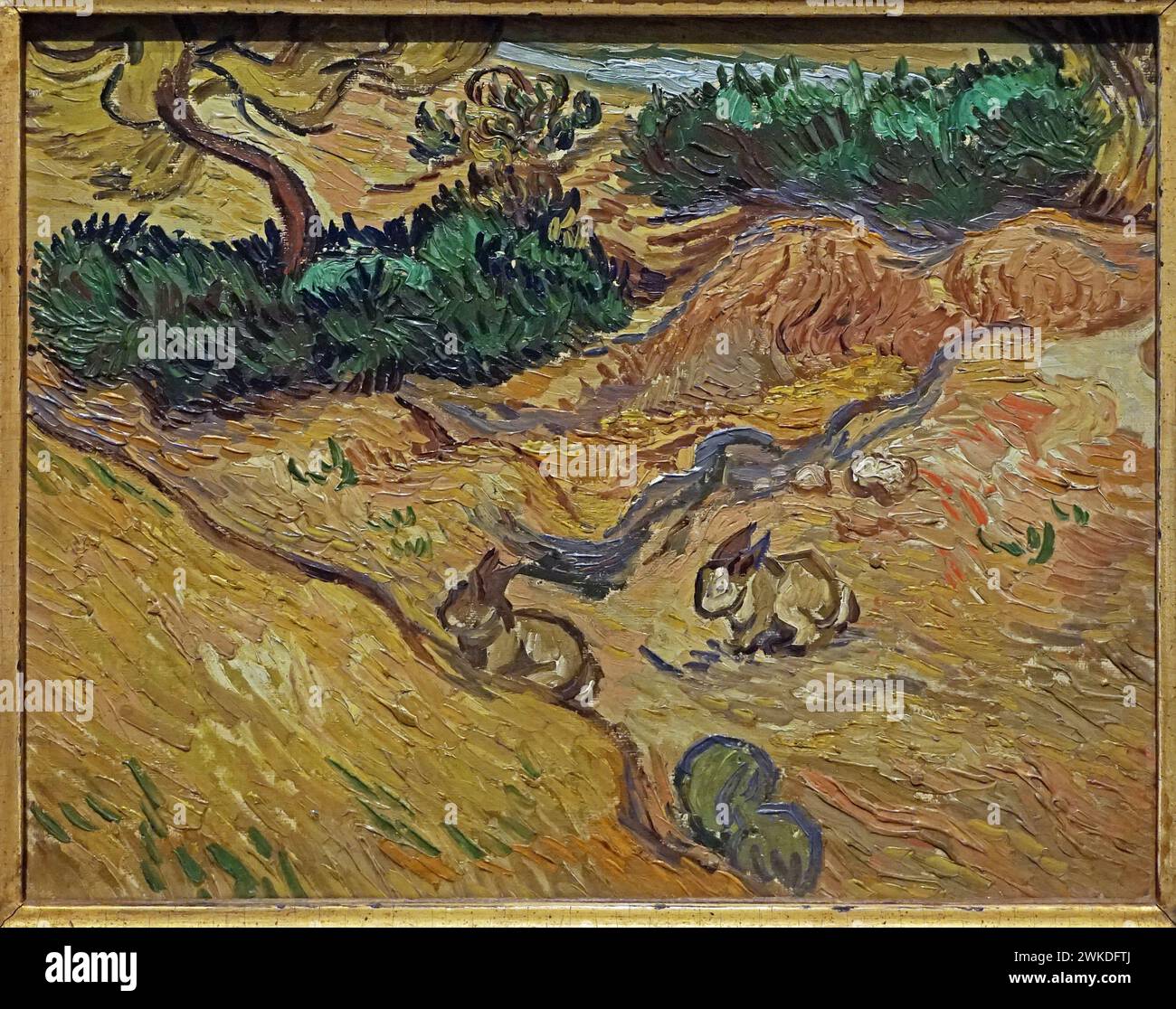 Landscape with Rabbits (1889) by Vincent van Gogh (1853-1890) Stock Photo