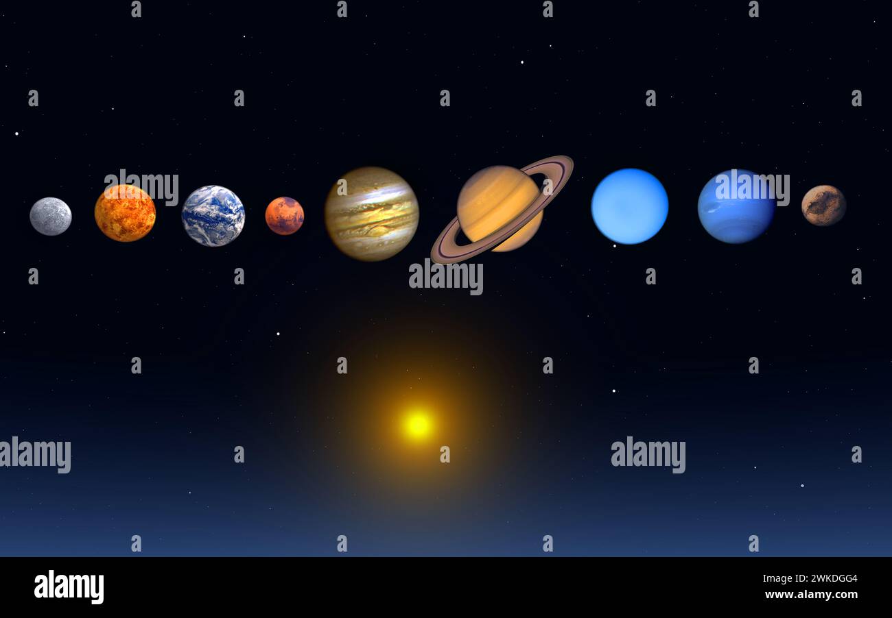 The Suns Solar System Including The Planet Pluto Stock Photo - Alamy