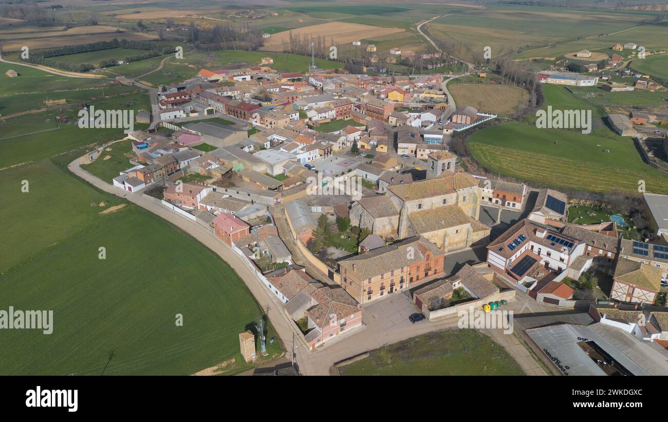 Panoramic aerial view of Boadilla del Camino, Palencia, Spain Stock Photo